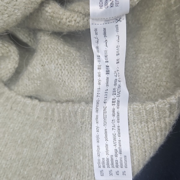 Zara Women's Beige Alpaca Blend Button Up Crop Cardigan Sweater Sz S - Picture 6 of 6